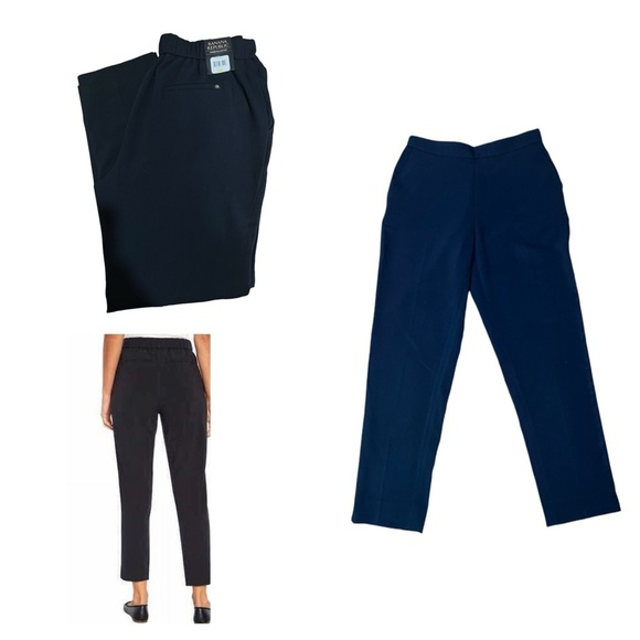 Banana Republic Women's Crop Tapered Flat Front Pull-On Pant Navy  Size 6 - Picture 1 of 7